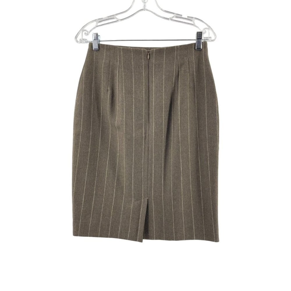 Jones New York Women's Brown Pinstripe 100% Wool Lined Pencil Skirt Size 8 - Picture 5 of 12